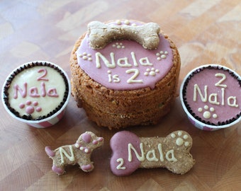 Dog Birthday Girl Cake and PupCakes