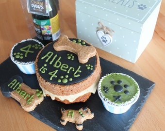 Dog Birthday Boy Cake and PupCakes