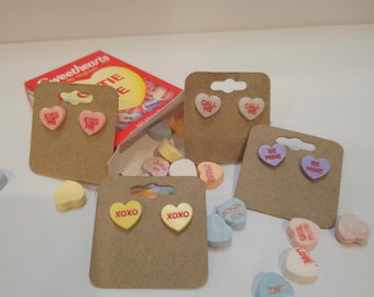 Conversation candy heart earrings