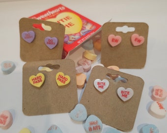 Conversation candy heart earrings-funny