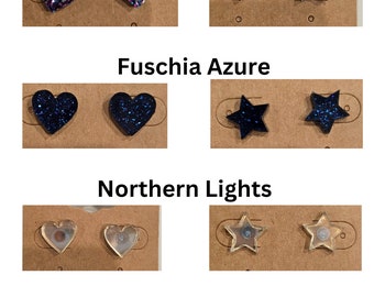 Heart or Star Studs in Translucent or Glitz