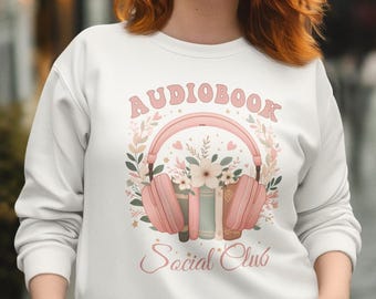 Audiobook Social Club Shirt Png, Bookish Headphones Pastel Bookworms, Digital Download for bags