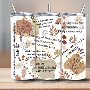 Bicchiere con affermazione cristiana: versetto della Bibbia, bicchiere sottile da 20 once, PNG (download digitale)