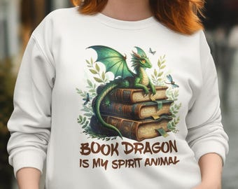 Dragón de libro PNG: Clipart de lector de fantasía (Descarga digital)