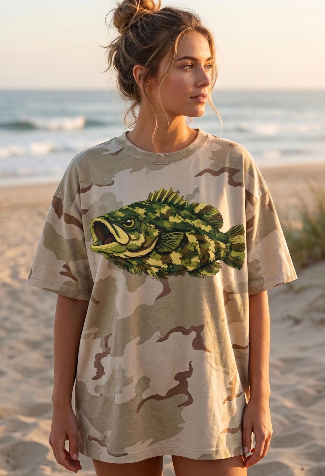 Faux Patchwork Bass Fish Camo PNG, Coastal Angler Sublimation Design ...