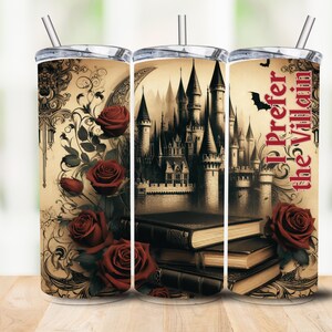 Romantasy Wolę książki Villain Lover 20 oz Skinny Tumbler Sublimacja Projekt Cyfrowe pobieranie PNG Natychmiastowe CYFROWE, Fantasy Books Wrap