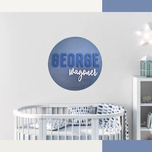Nursery Crib Round, Round Nursery Name Sign,Custom Name Sign, Baby Name Sign, Baby Gift, Name Reveal, Crib Sign 3D