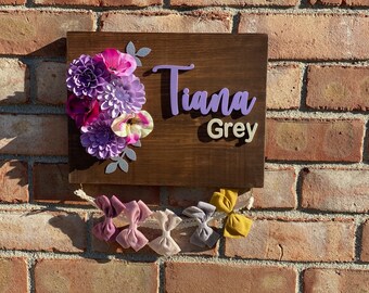 Personalized Headband  Bow Holder, Baby Girl Nursery Decor, Baby Shower Gift, Bow Organizer. Head Wrap Holder, Girls Bow Rack