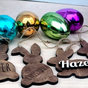 Personalized Easter Basket Tags, Bunny Tags, Easter Basket Name Tag, Custom Name Tag, Custom Engraved Wood Tag, Wooden Name Tag Custom