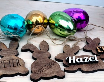 Personalized Easter Basket Tags, Bunny Tags, Easter Basket Name Tag, Custom Name Tag, Custom Engraved Wood Tag, Wooden Name Tag Custom