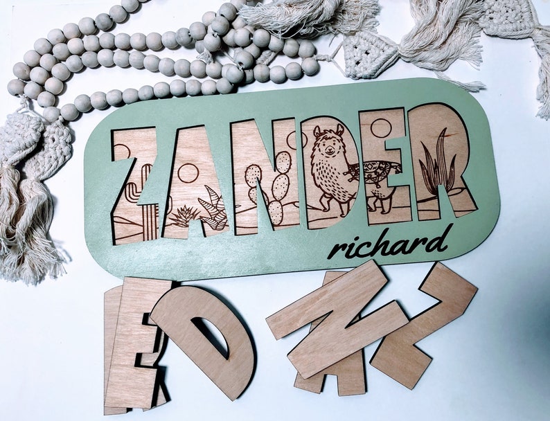 Wooden Name Puzzle/Gift for Kids/Gift for Baby/New Baby Gift/Gender Neutral/Personalized Gift/First Birthday Gift image 4