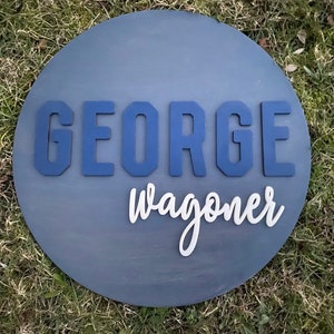 18&quot; Round Name Sign, Wooden Name, Baby Sign, Nursery Décor, Custom Name Sign, Baby shower gift