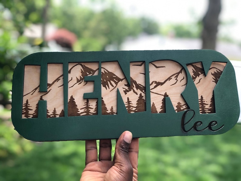 Wooden Name Puzzle/Gift for Kids/Gift for Baby/New Baby Gift/Gender Neutral/Personalized Gift/First Birthday Gift Mountains