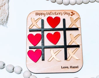 Personalized Wooden Tic Tac Toe/Valentine class gifts/Teacher gifts/ Valentines Day Gift/Tic Tac To board/Valentines Games