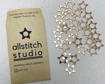 Large Star Stitch Markers for Knitting Needles - Set of 28 Seamless Rings