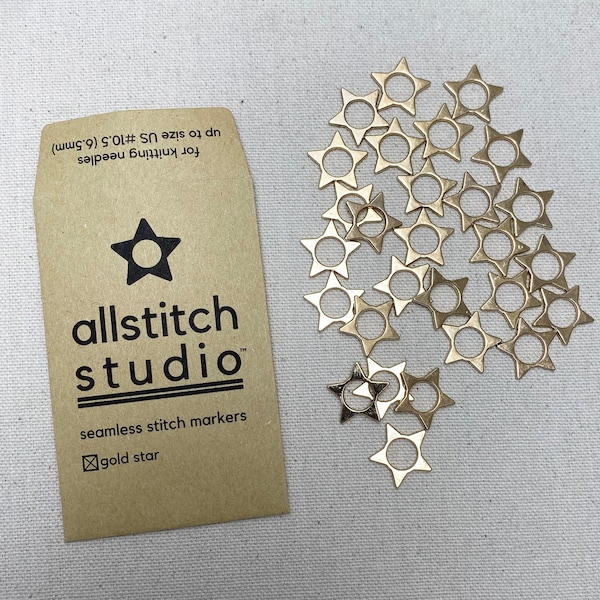 Large Star Stitch Markers for Knitting Needles - Set of 28 Seamless Rings