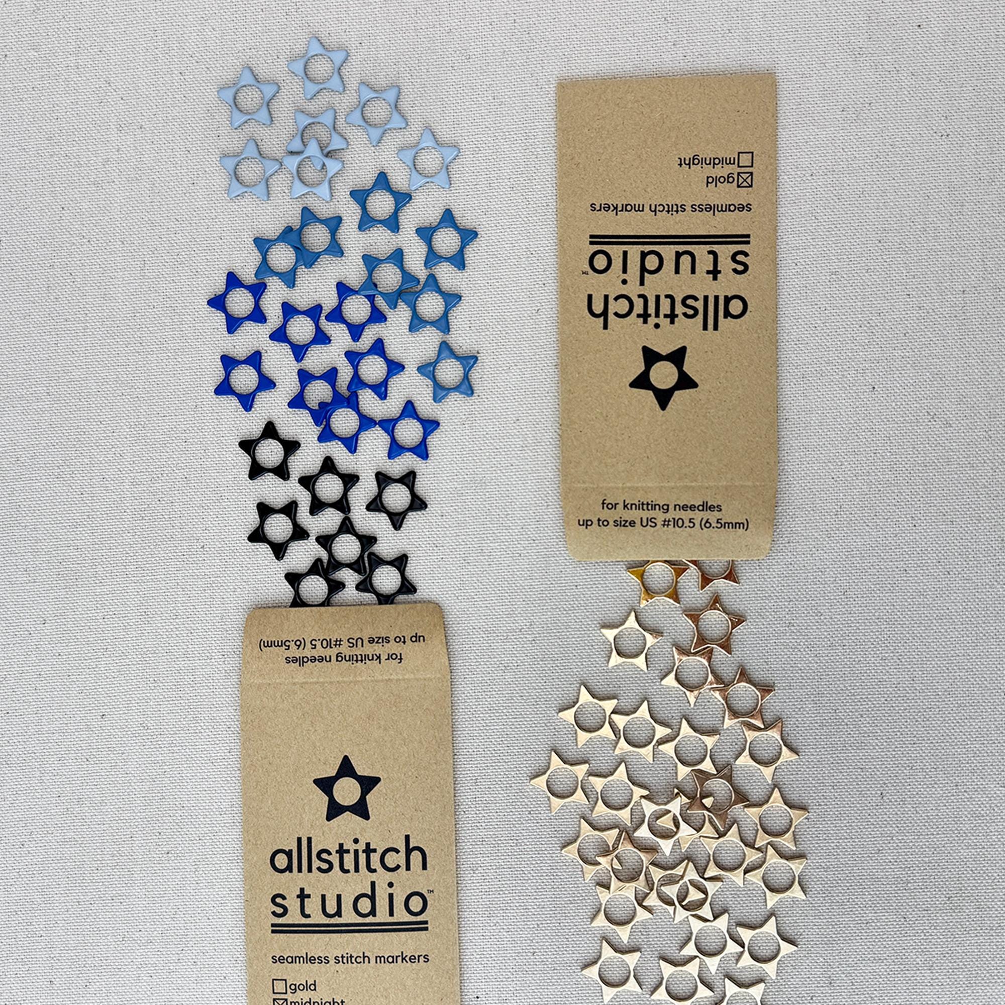 Large Star Stitch Markers for Knitting Needles - Set of 28 Seamless Rings