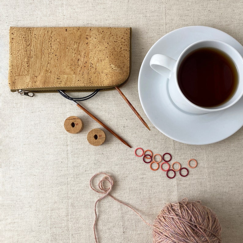 Natural Cork Knitting Notions Case Zipper Pouch Etsy