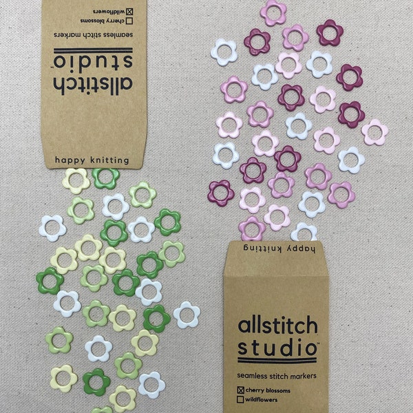 Large Flower Stitch Markers for Knitting Needles - Set of 32 Seamless Rings