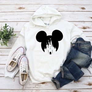 Mickey Disney Castle - Unisex Hoodie Sweatshirt, Disneyworld Family Group Vacation, Beauty and the Beast Belle, Walt Disney Sweaters image 1