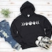 Moon Phases - Unisex Hoodie Sweatshirt, Astrology Universe Shirt, Lunar Moon Eclipse, Half Moon Phase Tshirts 