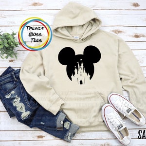 Mickey Disney Castle - Unisex Hoodie Sweatshirt, Disneyworld Family Group Vacation, Beauty and the Beast Belle, Walt Disney Sweaters image 3