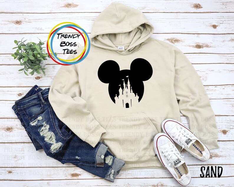 Mickey Disney Castle - Unisex Hoodie Sweatshirt, Disneyworld Family Group Vacation, Beauty and the Beast Belle, Walt Disney Sweaters image 3