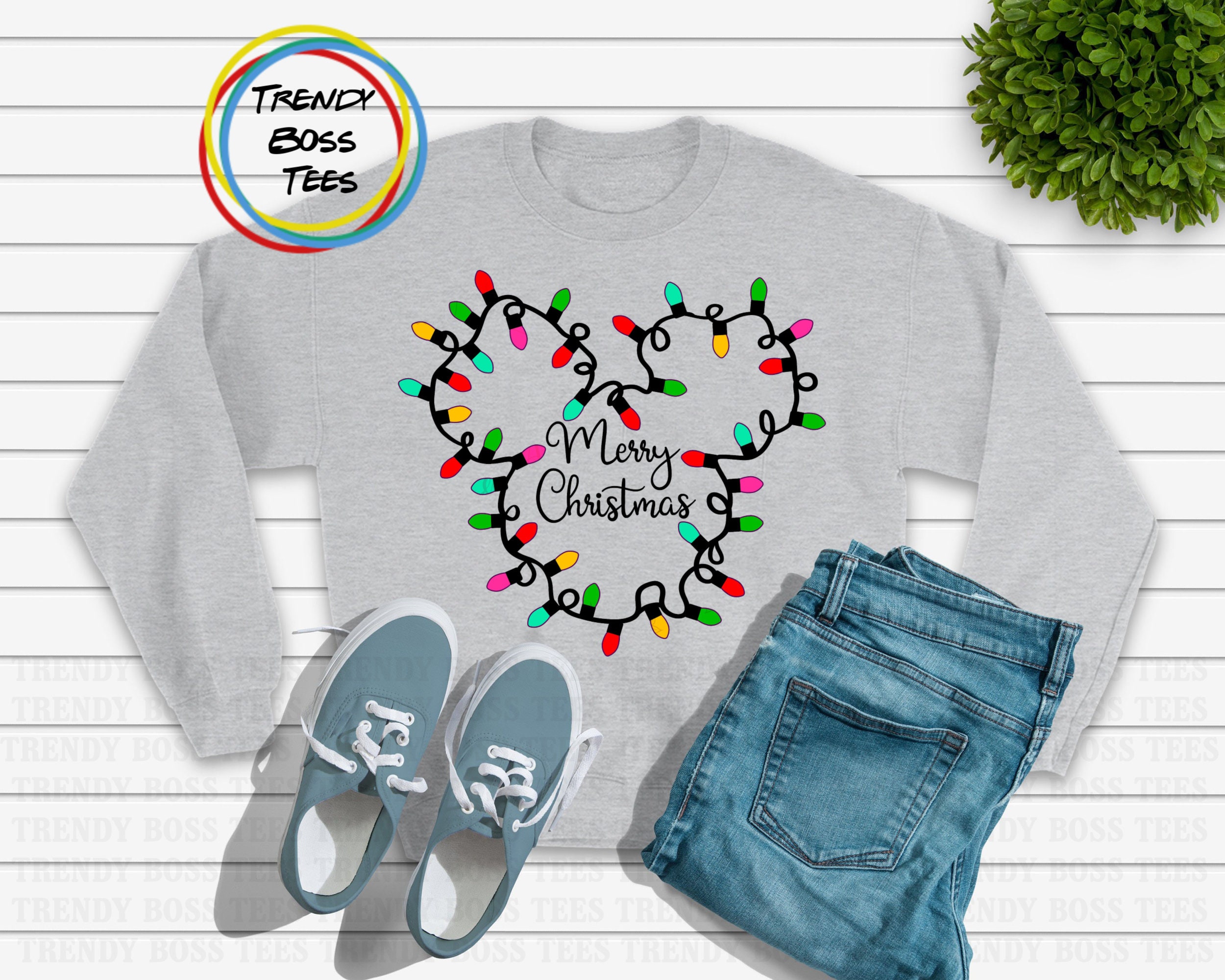 Mickey Christmas Lights Unisex Sweatshirt Merry Xmas Sweater Etsy