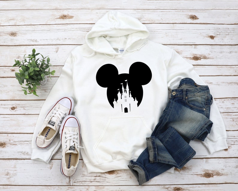 Mickey Disney Castle - Unisex Hoodie Sweatshirt, Disneyworld Family Group Vacation, Beauty and the Beast Belle, Walt Disney Sweaters image 1