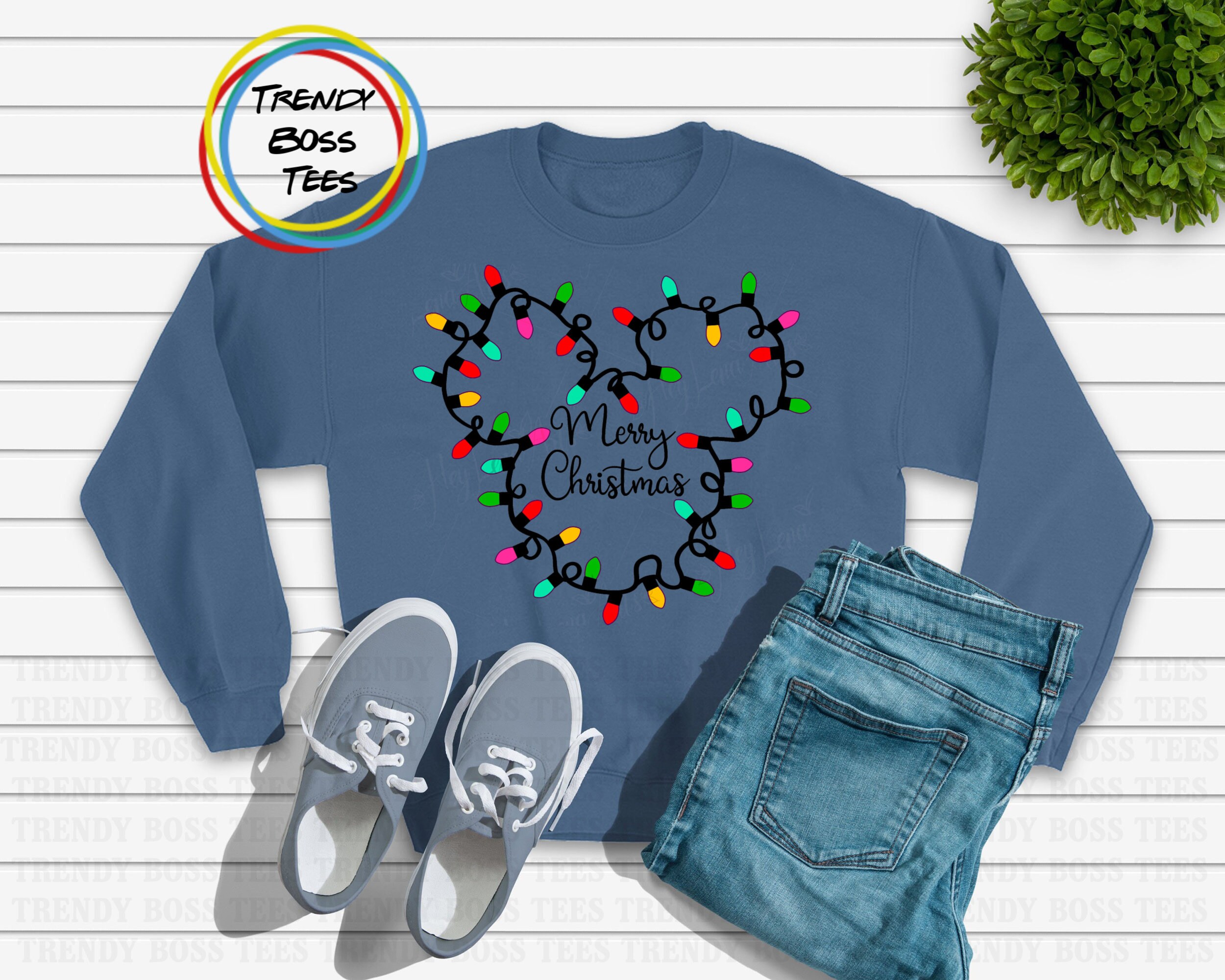 Mickey Christmas Lights Unisex Sweatshirt Merry Xmas Sweater Etsy