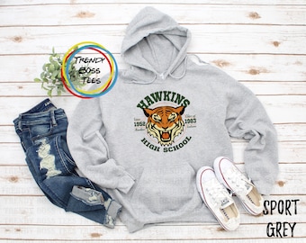 Hawkins Middle Tigers 1983 - Youth Hoodie Sweatshirt, Disneyworld Family Group Vacation, Beauty and the Beast Belle, Walt Disney Sweaters