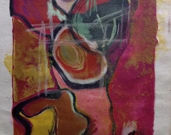 Red torso abstract original painting, original artwork