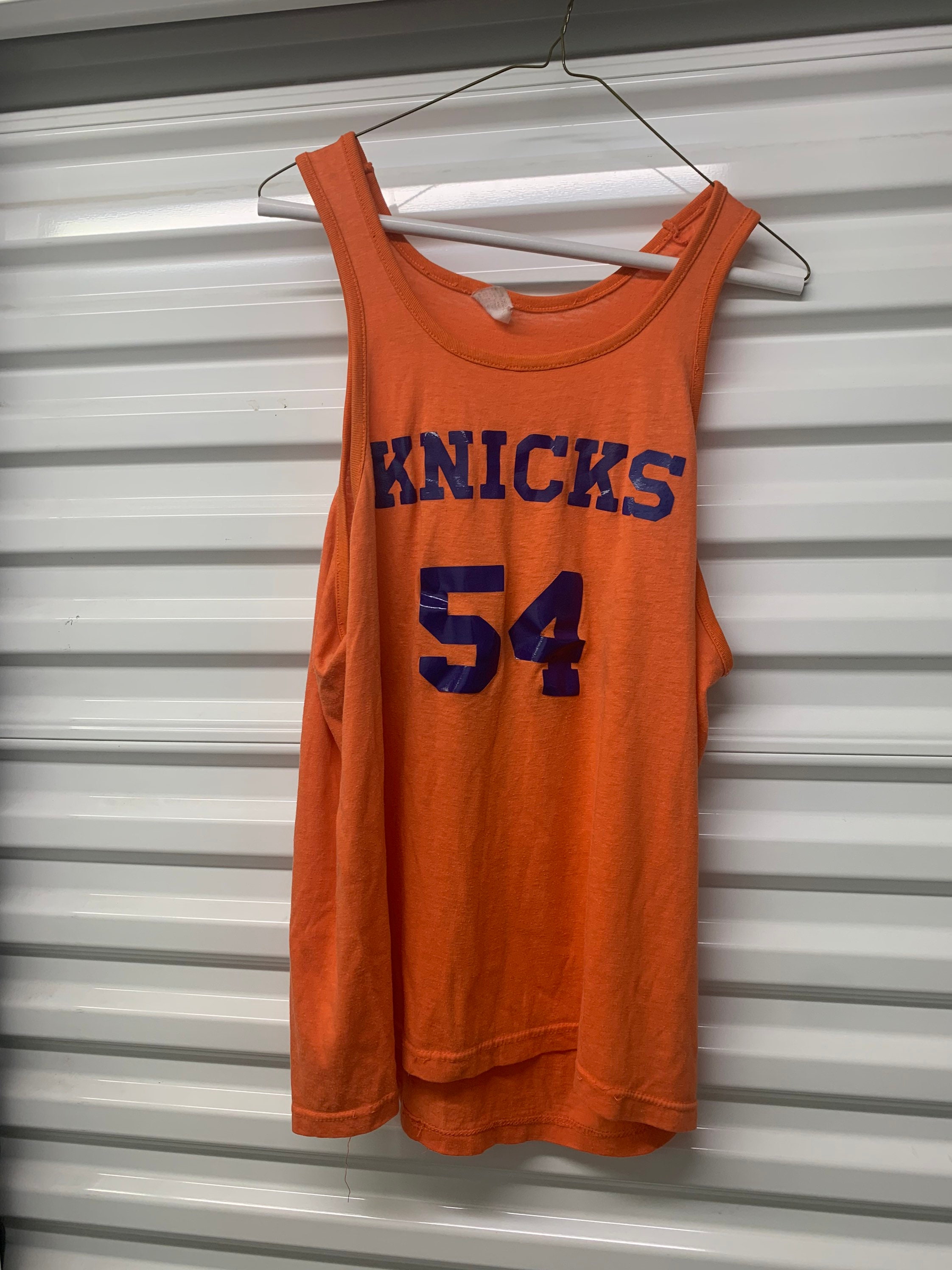 Kids NY Knicks (Patrick Ewing) #33 Vintage 80s Sand Knit NBA Jersey - Large
