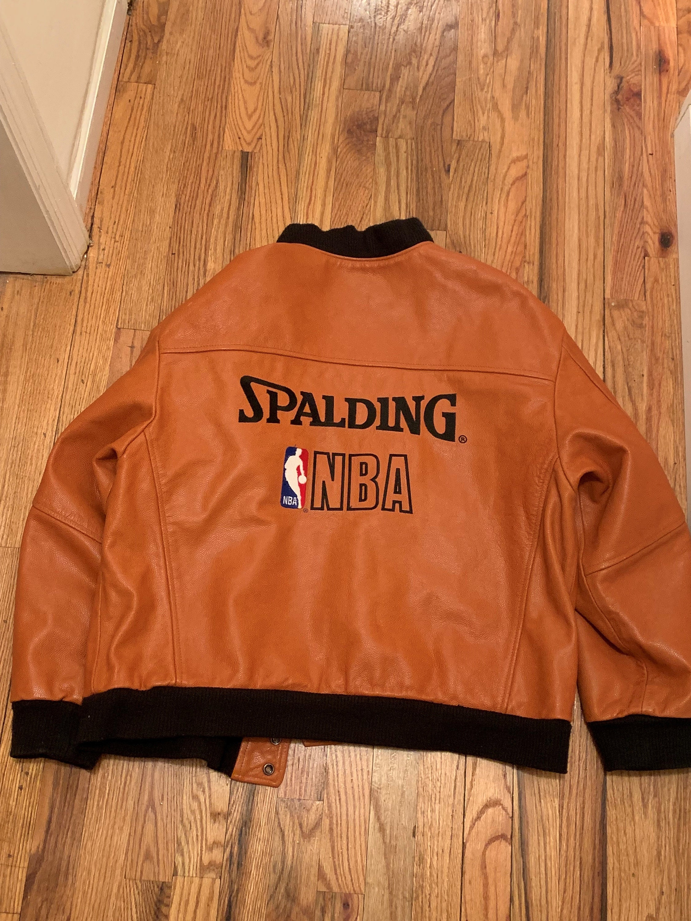 Vintage Spalding NBA Leather Varsity Jacket Men XL 