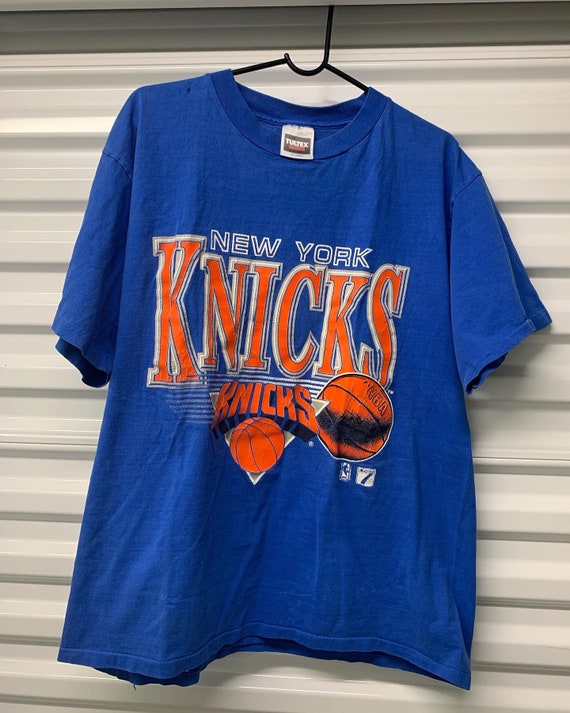 New York Knicks Basketball T-Shirt NY Made Orange Blue Grey Men's L Free  Ship