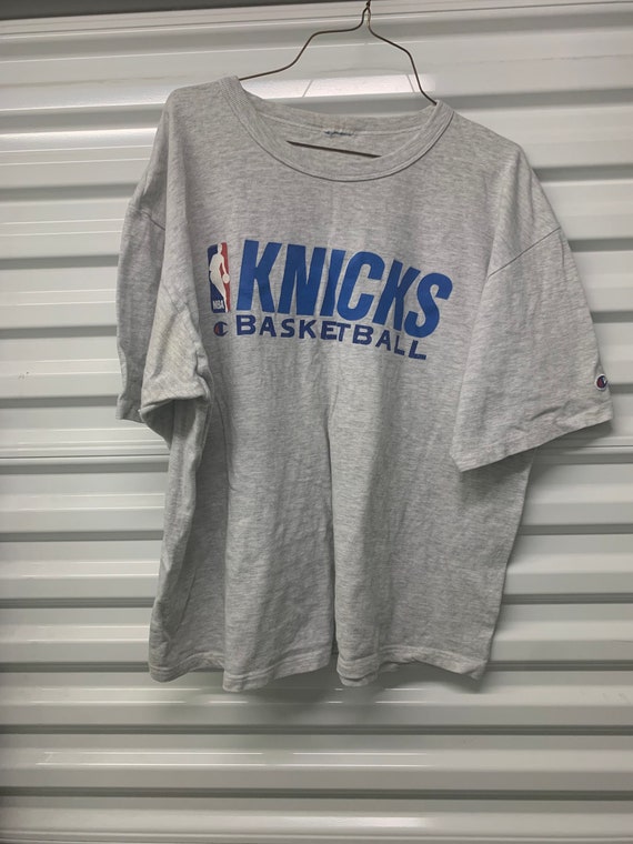 vintage 90s grey champion knicks basketball sweatshirt