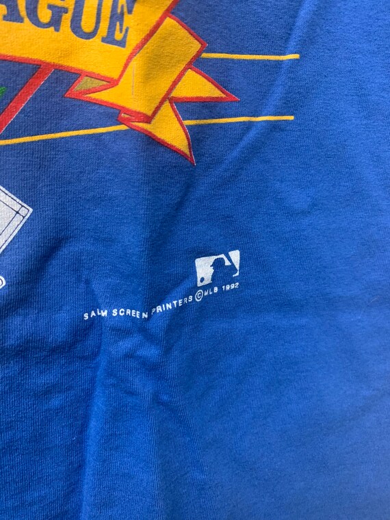 Vintage 1992 New York Yankees MLB T-shirt Salem double sided Size L - Blue