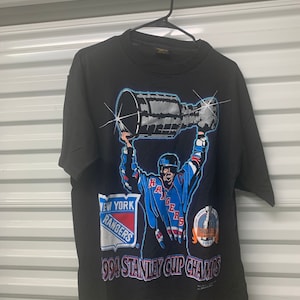 Vintage 90’s New York Rangers 1994 NHL Stanley Cup Champion Mark Messier Magic Johnson T-Shirt Men’s Large