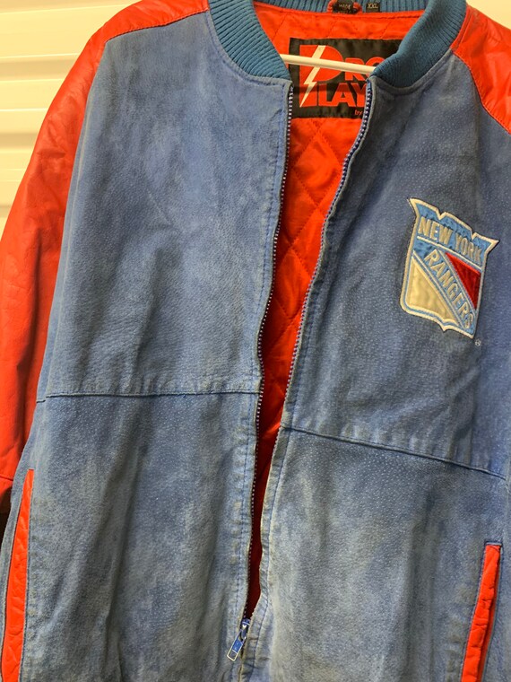 Vintage 90’s New York Rangers Pro Player Suede Jacket… - Gem