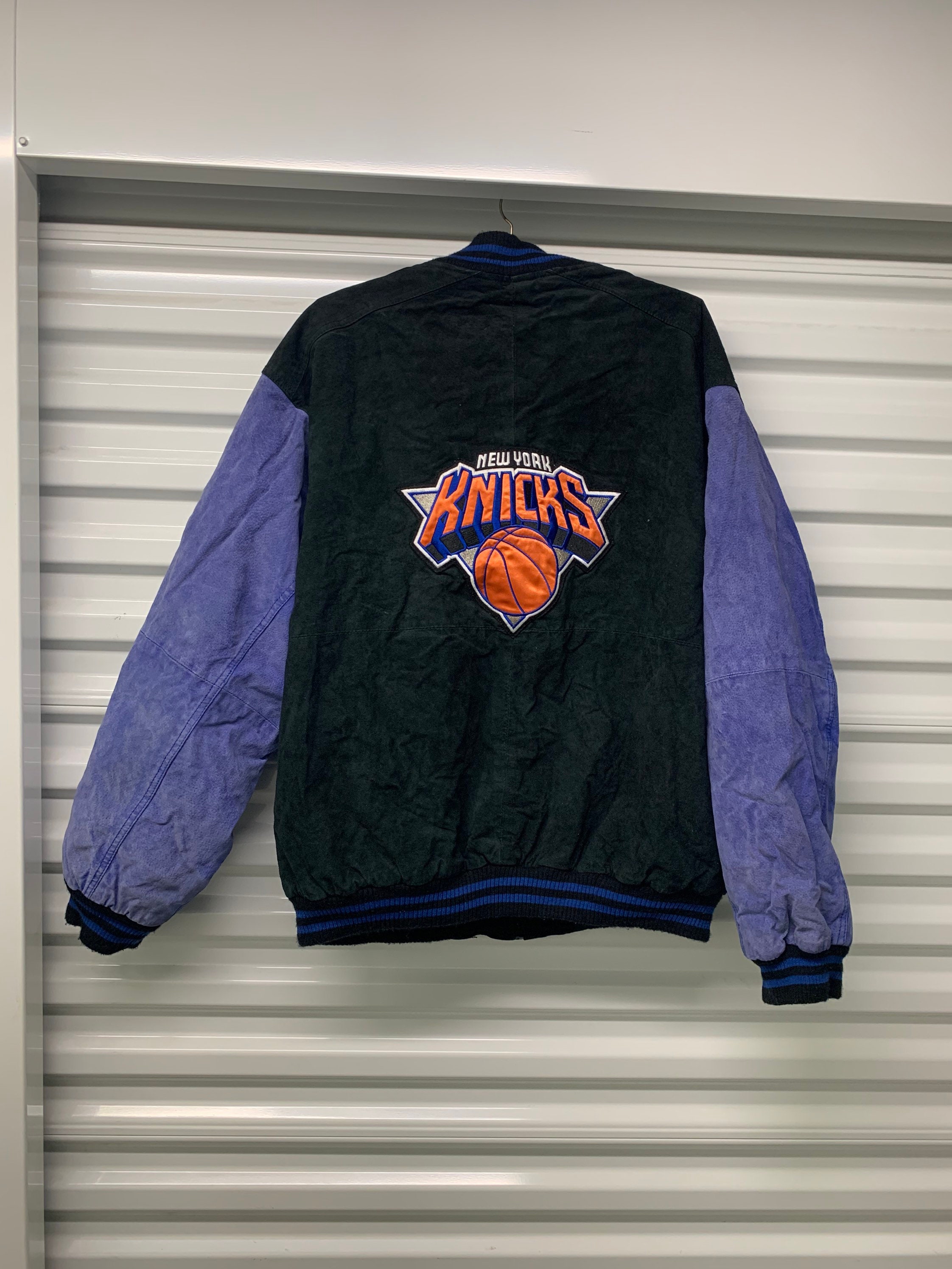 NY Knicks Charcoal and Black Varsity Jacket