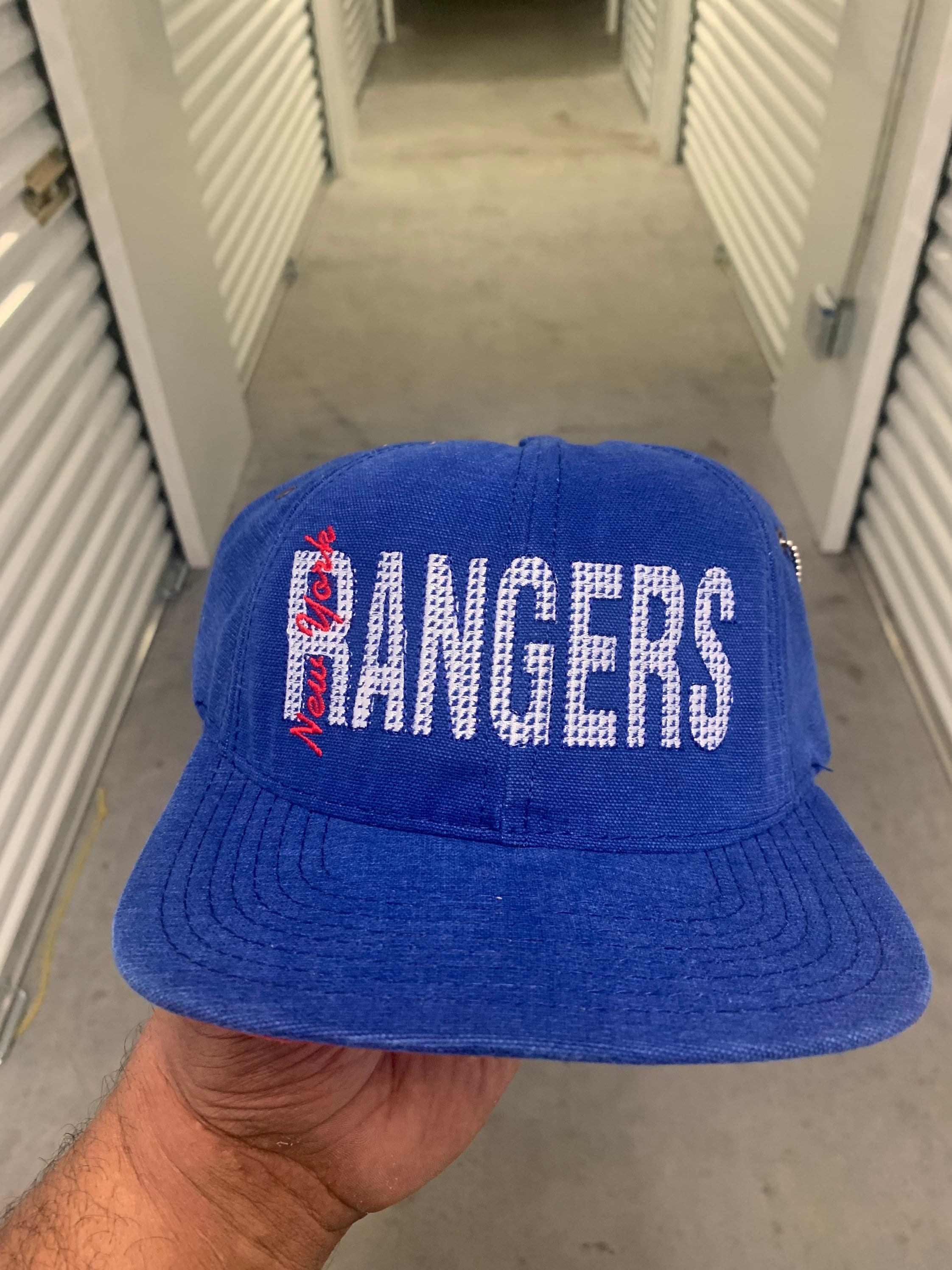 VINTAGE New York Rangers Beanie Hat NHL Blue Stripe Ski Cap Old