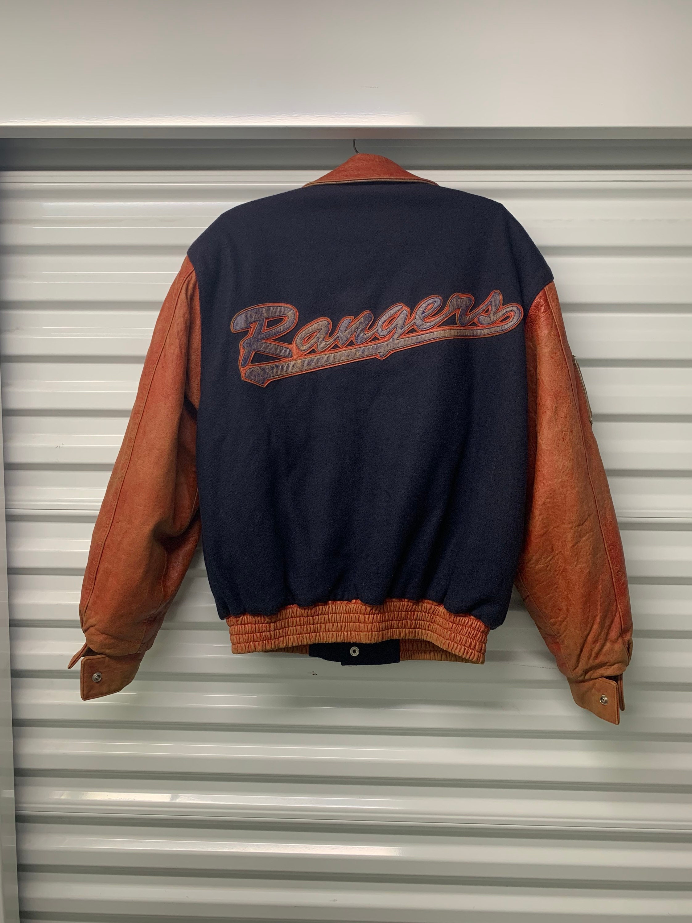 Vintage 90's New York Rangers Jeff Hamilton Wool and Leather