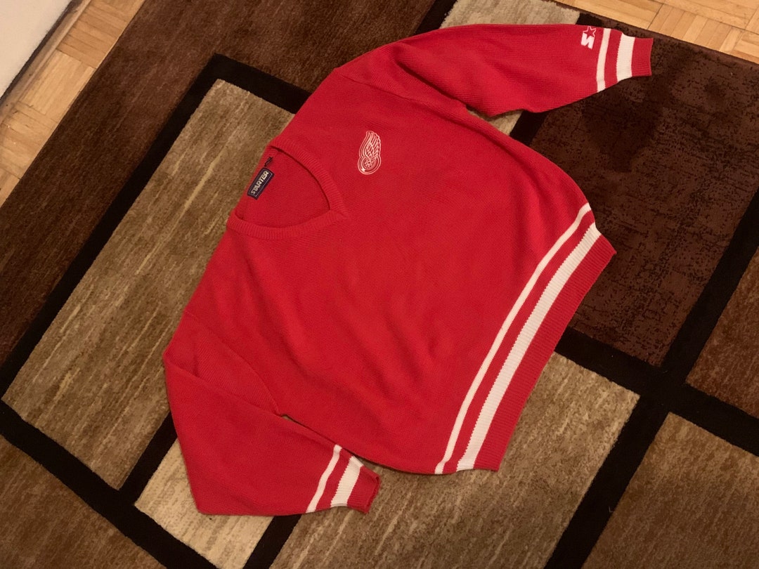 Vintage 90s Detroit Redwings Starter Vneck Sweater Mens Large Etsy