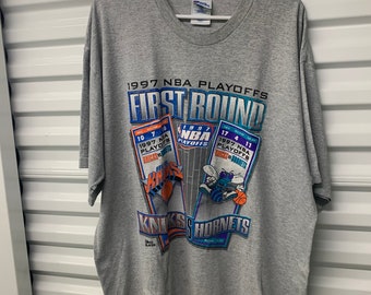 Vintage 90s NBA Playoffs T-Shirt: Knicks vs Hornets, Men's XXL