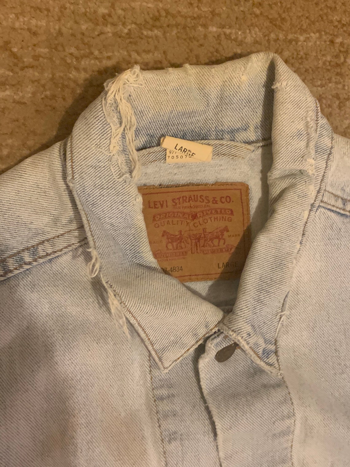 Vintage 90s Levi Stone Wash Distressed Jean Jacket Mens XL - Etsy Canada