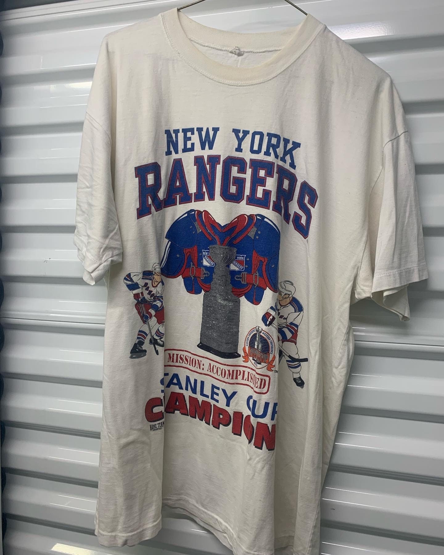 Vtg 94 New York Rangers NHL Stanley Cup Champions Roster T Shirt Blue XL New  NWT