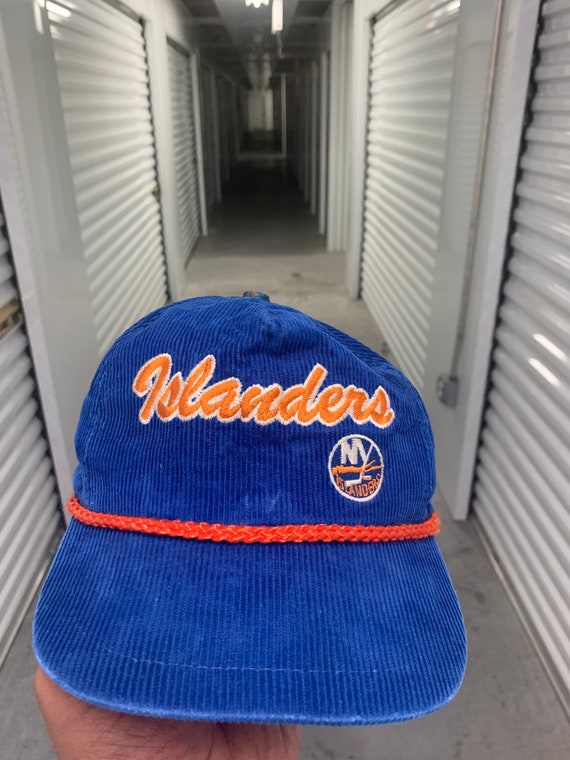 Men's New York Islanders Vintage 80s Trucker Snapback Hat Blue Orange and  White by NHL