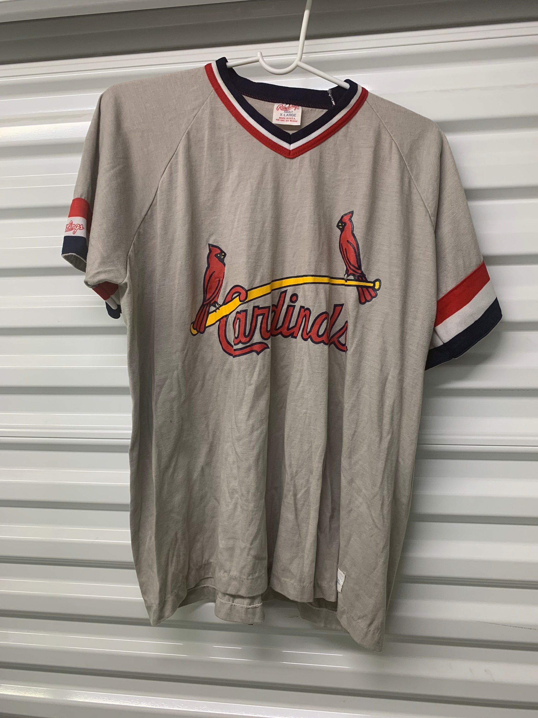 Vintage Rawlings MLB Baseball St Louis Cardinals Mens Black Red Jersey Shirt