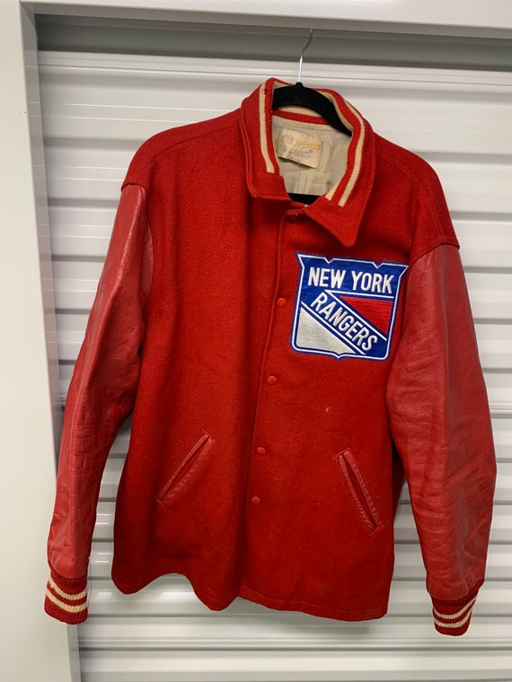 Vintage 80s New York Rangers Starter Satin Jacket Mens Rare White Hockey  NHL