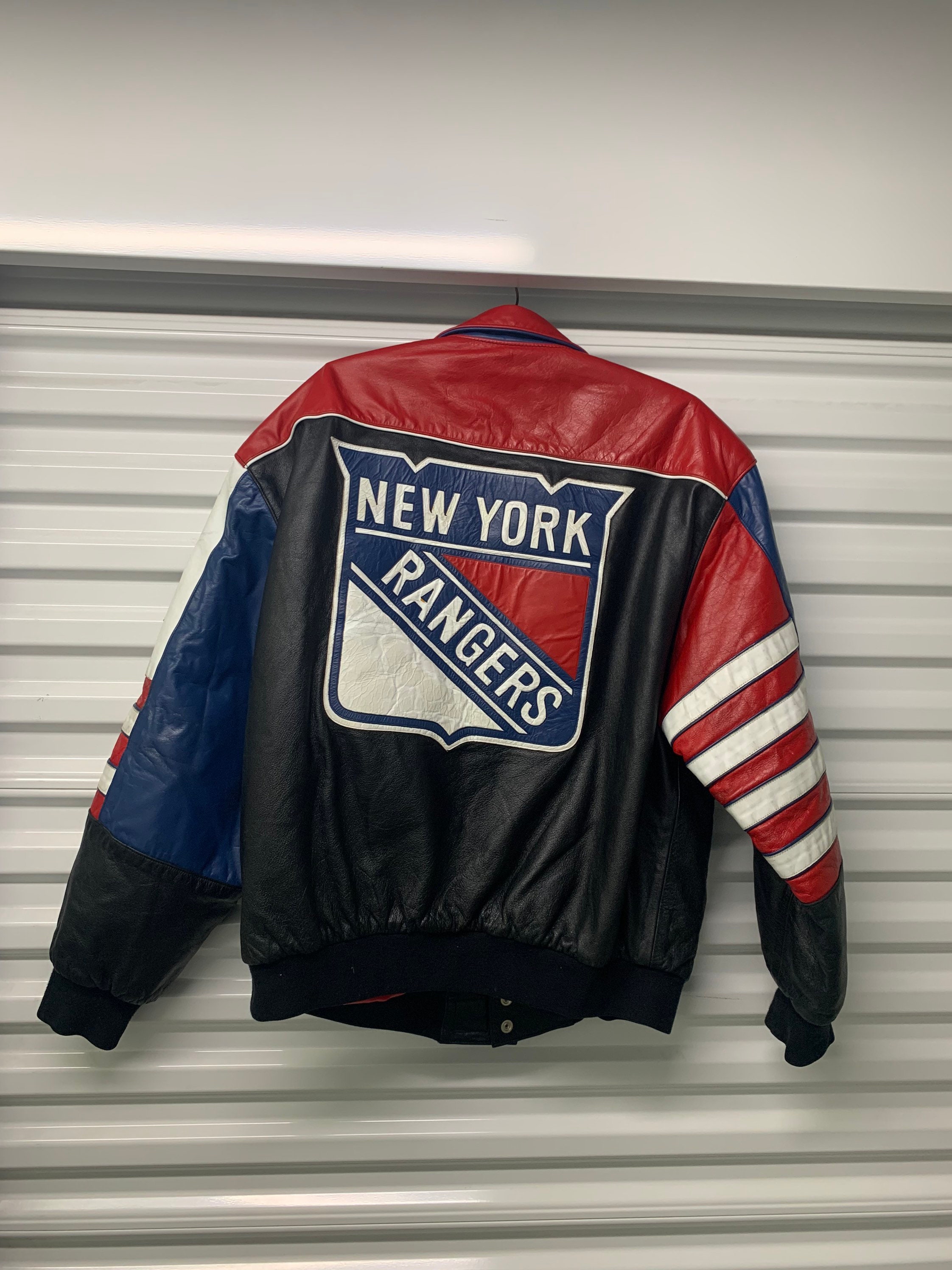 GIII Starter Rangers Stanley Cup Wool Leather Jacket